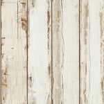 A.s.creations - Papier peint vintage imitation bois blanc Tapisserie effet bois rétro pour salle de bain Papier peint moderne beige crème - Crème,