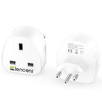 LENCENT 2X UK to Switzerland Plug Adapter, Grounded Swiss Travel Adapter for Switzerland Jordan, Liechtenstein, Madagascar, Rwanda and more (Type J) White