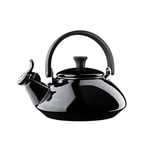 Le Creuset Zen Stove-Top Kettle with Whistle, Suitable for All Hob Types Including Induction, Enamelled Steel, Capacity: 1.5 L, Shiny Black, 92009600140000