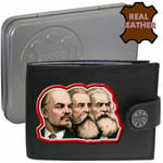 Lenin Engels Marx Wallet Soft Leather Russian Communist Socialist Gift Tin RFID