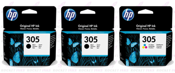 2x HP 305 Black & 1x Colour Original Ink Cartridge For DeskJet 2722e Printer