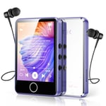 AGPTEK 64Go Tactile MP3 Bluetooth 5.3, Nouveau Design Miroir 2.8" Lecteur Musique HiFi avec Haut-Parleur/Radio FM/Enregistreur, Baladeur Sport en Métal Protection et Écouteurs Inclus-Violet