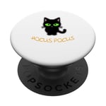 Halloween Hocus Pocus Chat Noir Yeux Verts PopSockets PopGrip Adhésif