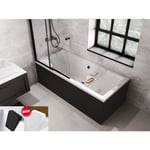 Otitec - Baignoire rectangulaire Noir Mat - quadro - 190x90 - avec Tablier - Repose Tête offert - Noir