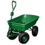 Chariot de Jardin 4 Roues 120 Kg - Benne Basculante 52 L - Fonction Brouette Jardin - Chariot Remorque avec Attelage Tracteur Tondeuse - Capacité Basculée 80 Kg - Pneus Gonflables Profilés 23 cm