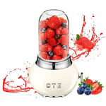 OTE Mixeur Blender, Corps Acier Inoxydable Blender Smoothie Portable, Mixeur Smoothie avec Verre Borosilicaté épais 400ml, 20000 tr/min, 4-Blade Knife Mini Mixeur Fruit, Sans BPA, Beige