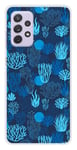 Coque en silicone imprimée compatible Samsung Galaxy A52 Corail bleu