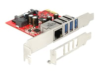 Delock Pci Express Card > 3 X External Usb 3.0 + 1 X External Gigabit Lan - Nätverks-/Usb-Adapter - Pcie - Usb 3.0 X 3 + 1000Base-T