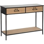 Pegane - Console en bois et métal coloris naturel /noir - longueur 112 x profondeur 38 x hauteur 84,5 cm