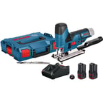 Scie sauteuse sans-fil 12V gst 12V-70 + 2 batteries 3 Ah + chargeur + coffret L-Boxx Bosch 06015A100Y