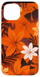 Coque pour iPhone 15 Motif bordeaux tropical orange vif