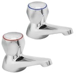 Deva Profile DCM102 Bath Taps with Chrome Finish Hot & Cold Round Handles-Replacement Commercial Pair Bathroom Bathtub Filler Ensuite Brass Faucets-12 Year Warranty, Set of 2 Pieces