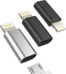 Adaptateur Micro Usb Vers Lightning Prise (3 Pack) Câbles Jack Accessoires Pour Iphone 14 13 12 11 Pro Max 7 8 Plus X Se Xs Pour Ipad Air Mini Micro Usb Femelle Câble Pour Apple Mâle Fiche