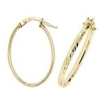 James Moore TH ER1042-V3 9k Yellow Gold Oval Hoop Earrings Jewellery