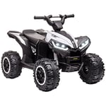 HOMCOM Quad électrique Enfant 12 V, Voiture électrique Enfants 2 Moteurs 2 Vitesses 3-6 km/h, phares LED, klaxon, MP3 et USB, 4x4 électrique Enfant de 3 à 5 Ans poignée et Selle Ergonomique, Blanc