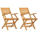 Chaises de jardin pliantes lot de 2 55x62x90cm bois massif teck