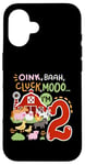 Coque pour iPhone 16 Oink Baa Moo I'm 2 Farm Animals 2ème anniversaire 2 ans