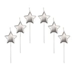 Star Birthday Candles,6 Pcs Metallic Exquisite Cake Candles for Birthday Wedding Party Cupcakes Topper Decorations Anniversary Valentines Day,Silver