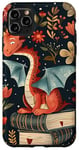 Coque pour iPhone 11 Pro Max Motif de ver de bibliothèque Cute Dragon Books Cottagecore