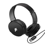 Music Hero Casque Filaire USB-C, Longueur 1.2m, Oreillettes rotatives, Microphone intégré, Bouton réponse/Fin d'appel, Bandeau réglable, Noir