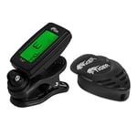 TIGER TP-47 Chromatic Tuner, Pick Holder and 12 Plectrums/Picks - Acoustic, Electric Guitar Accessories Pack