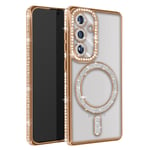 Avizar Coque Diamant pour Samsung Galaxy S24 Plus  Contour Strass Dorée