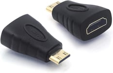 Lot De 2 Plaqué Or Adaptateur Mini Hdmi Mâle Vers Hdmi Femelle Connecteur Mini Hdmi Supporte 4K 3D Full Hd