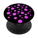 Beautiful Pink/Fuchsia Dots on Black Background PopSockets PopGrip - Support et Grip pour Smartphone/Tablette avec un Top Interchangeable