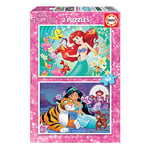 Educa - 2 Puzzles de 48 pièces pour Enfants | Disney Princesses Ariel + Jasmine. À partir de 5 Ans (18213)