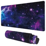 KOAIWPAE Desk Mat, Galaxy Nebula Universe Space Extended Gaming Mouse Pad Large, 35.4"x15.7" Big Mouse Pad with Non-Slip Base and Stitched Edge, Long Computer Keyboard Mouse Mat for Home Office Work