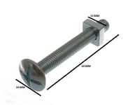 Pack Of 6 Roofing Bolts Cross Head + Square Nuts ZP 8MM By 60MM