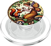 Illustration fée avec son ami écureuil amoureux de la nature PopSockets PopGrip pour MagSafe