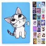 Rose-Otter for Kindle Fire 7 (2019) (2017) (2015) Case PU Leather Wallet Flip Case Card Holder Kickstand Shockproof Bumper Cover with Pattern Blue Cat