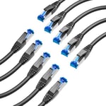 KabelDirekt – Câble Ethernet Cat 7 – 10x 4,9 m – Câble Réseau, LAN/RJ45 de 10 Gigabits – Disponible en 0,25-30 m (approprié pour les réseaux à haute vitesse, commutateur/routeur/modem, noir)