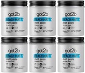 6 x Schwarzkopf Got2B Beach Matt Medium Hold No Stickiness Hair Paste 100 ml