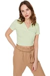 Trendyol Woman Slim fit Basic Polo Neck Knit Blouse Mint