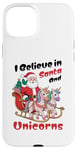 iPhone 15 Plus I Believe in Santa and Unicorns Christmas Tee Case