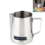 Milk Frothing Jug 21fl.oz/600ml Stainless Steel Milk Pitcher with Thermometer Coffee Frother Pitchers Milk Jug Cup for Making Latte Coffee Art Cappuccino