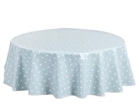 Home Direct Nappe Toile cirée PVC Ronde 140 cm Petit Pois Oeuf de Canard, Bleu Vert