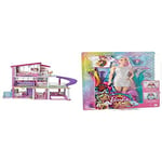 Barbie Dreamhouse Playset - Dollhouse with Wheelchair- Gift For Kids 3+ & Fantasy Hair Doll, Blonde, with 2 Decorated Crowns, 2 Tops & Accessories for Mermaid and Unicorn Looks, for Kids 3-7 Years Old