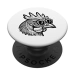 Illustration de poulet amusant et insolite Animaux de ferme Art PopSockets PopGrip Adhésif