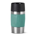 EMSA Travel Mug Compact Tasse Mug isotherme vert 0,3 L Isolation double paroi boissons chaudes café 3h fraîches 6h Acier inoxydable revêtement silicone N2160300