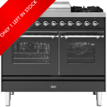 Ilve Milano PD10FNE3/MGC 100cm Matt Graphite Wide Dual Fuel Range Cooker – Chrome Trim