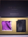 BNIB Ted Baker 'Quebert' Black Leather Card Wallet & Silk Pocket Scarf.Gift Idea