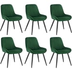 Chaises de Salle à Manger Lot de 6, Chaises Relaxantes en Velours, Ergonomiques avec Dossier, Vert foncé BH331dgn-6 - Woltu