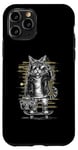 Coque pour iPhone 11 Pro Casque de skateboard motif chat rétro vintage urbain streetwear