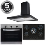 SIA Stainless Steel Single True Fan Oven, 5 Burner Gas Hob And Chimney Extractor