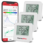 Thermopro TP357 Petit Hygrometre Interieur Connecté Bluetooth de Thermomètre Intérieur, Thermomètre Connecté Utilisé avec Smart APP, pour Le Bureau à Domicile Thermomètre de Reptile, 3 Pièces