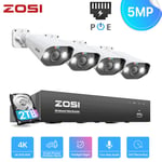 ZOSI 5MP POE CCTV Camera 8CH NVR System 2Way Audio Camera Spotlight ColorVu H265