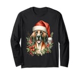 Christmas Hanoverian Scenthound Dog Watercolor Artwork Long Sleeve T-Shirt